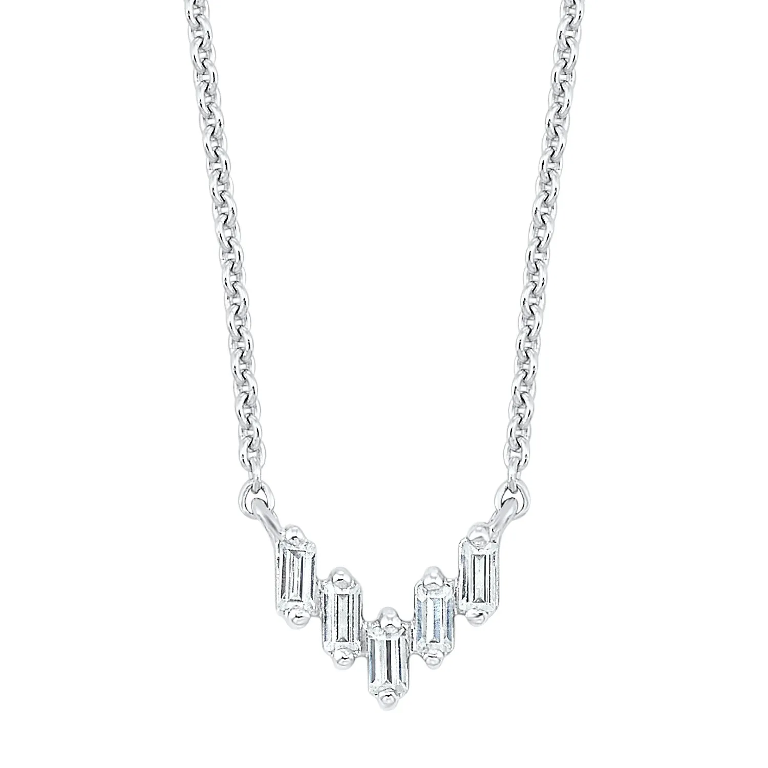 14K Stair Step Diamond Necklace 1/10 ctw