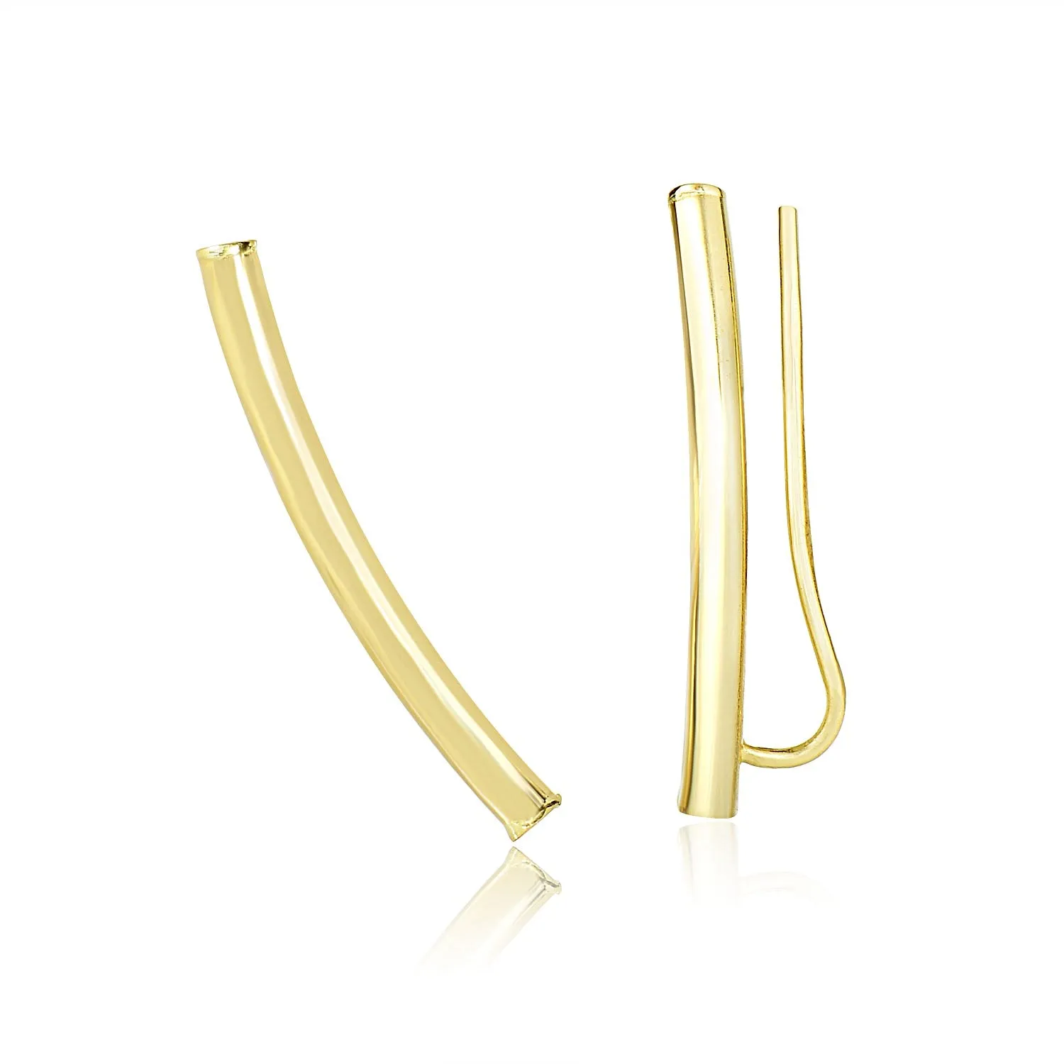 14k Yellow Gold Curved Tube Polished Earrings-rx33354