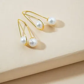 18k Gold Double Pearl Earrings