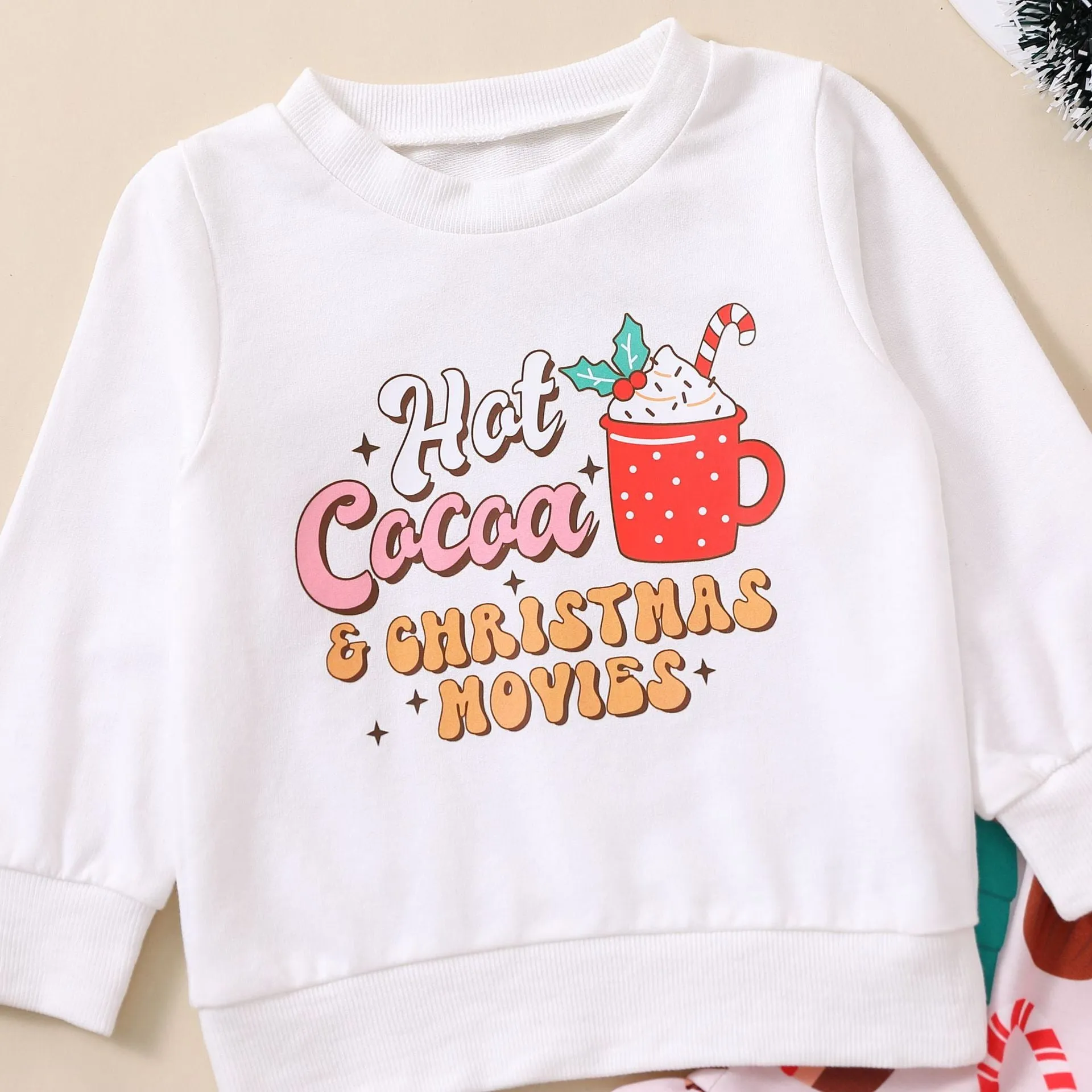 2 Pieces Set Baby Kid Girls Christmas Letters Cartoon Print Tops And Pants Wholesale 23101520