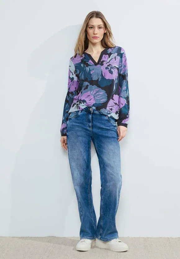 344540- Lilac/Navy Print Blouse - Cecil