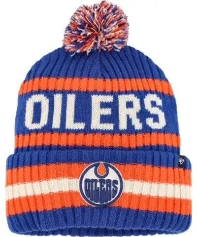 '47 Men's NHL Royal/Orange Edmonton Oilers Bering Cuffed Knit Hat with Pom