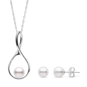 6.5-7.0 mm Akoya Pearl Wishbone Collection Pendant and Stud Earrings Set