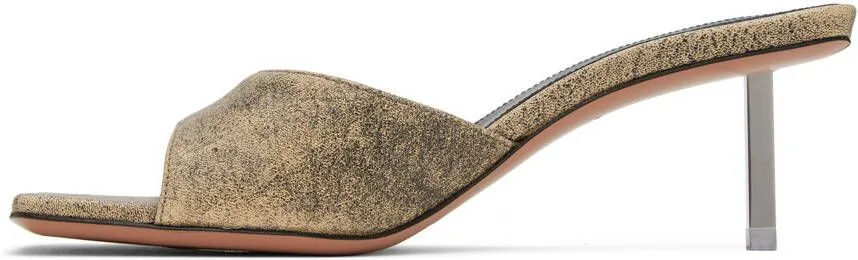 Amina Muaddi Beige & Black Laura Slipper 60 Heeled Sandals