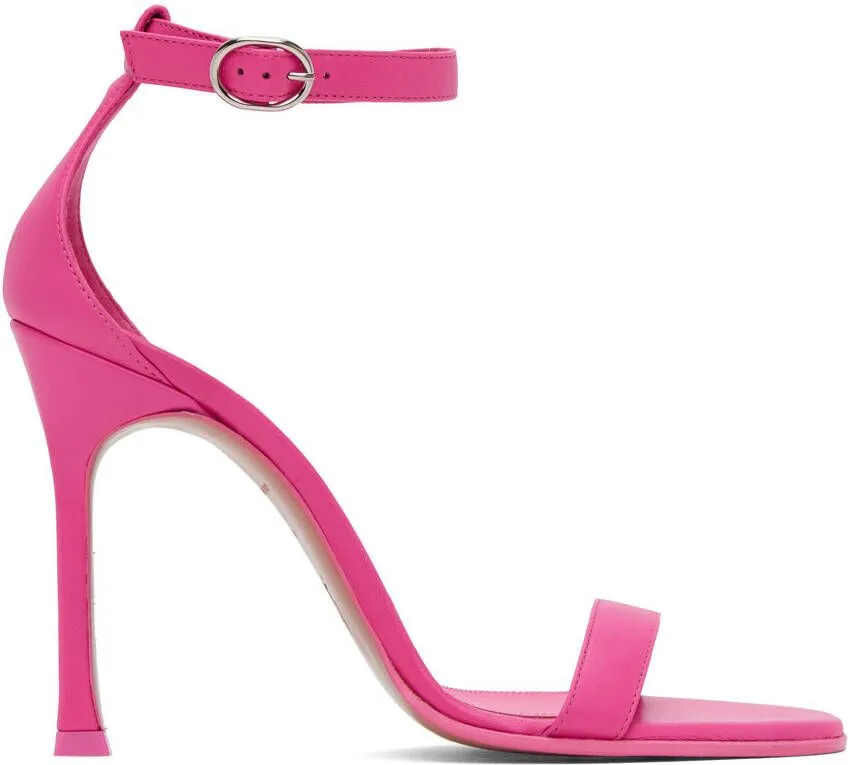 Amina Muaddi Pink Kim 90 Heeled Sandals