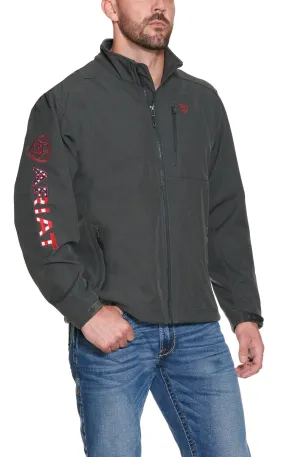 Ariat Men's Logo 2.0 Charcoal Grey with Flag Logo Long Sleeve Softshell Jacket