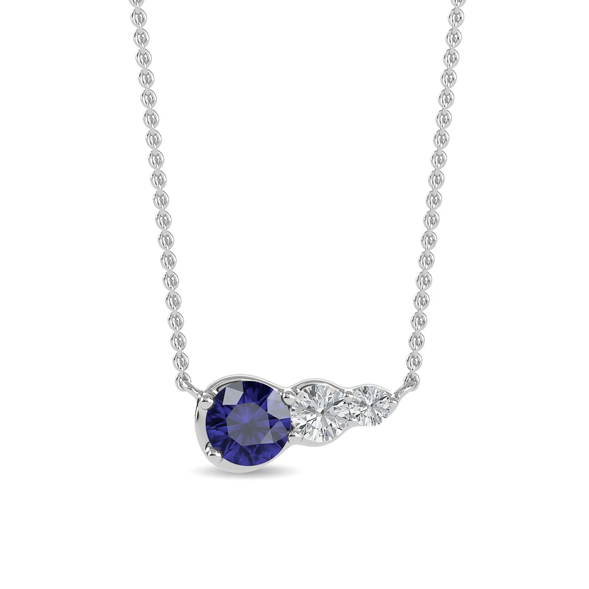 AUTRE -  14k White Gold 0.70ct Lab Grown Diamond and Sapphire Necklace