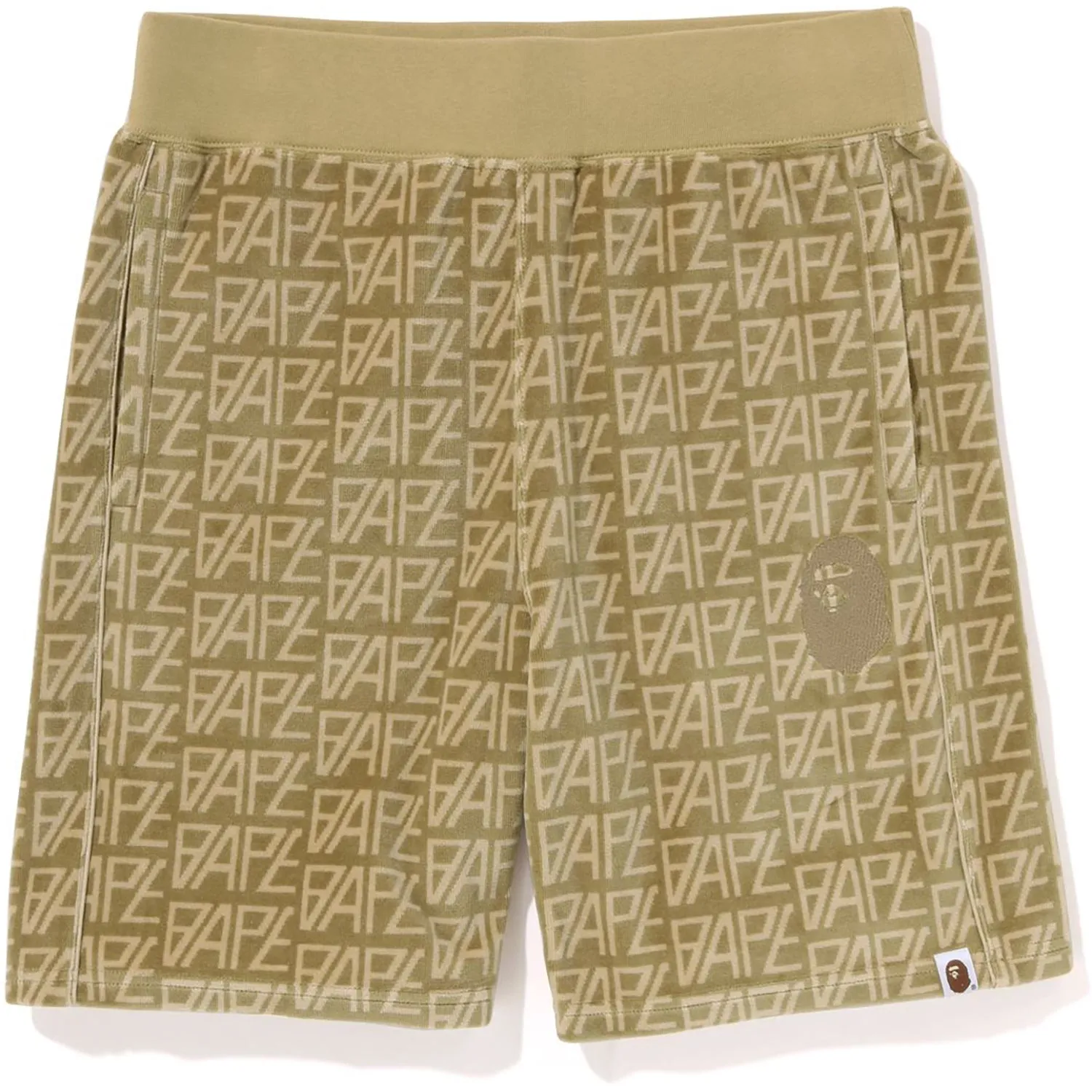 BAPE LOGO MONOGRAM VELOUR SHORTS MENS