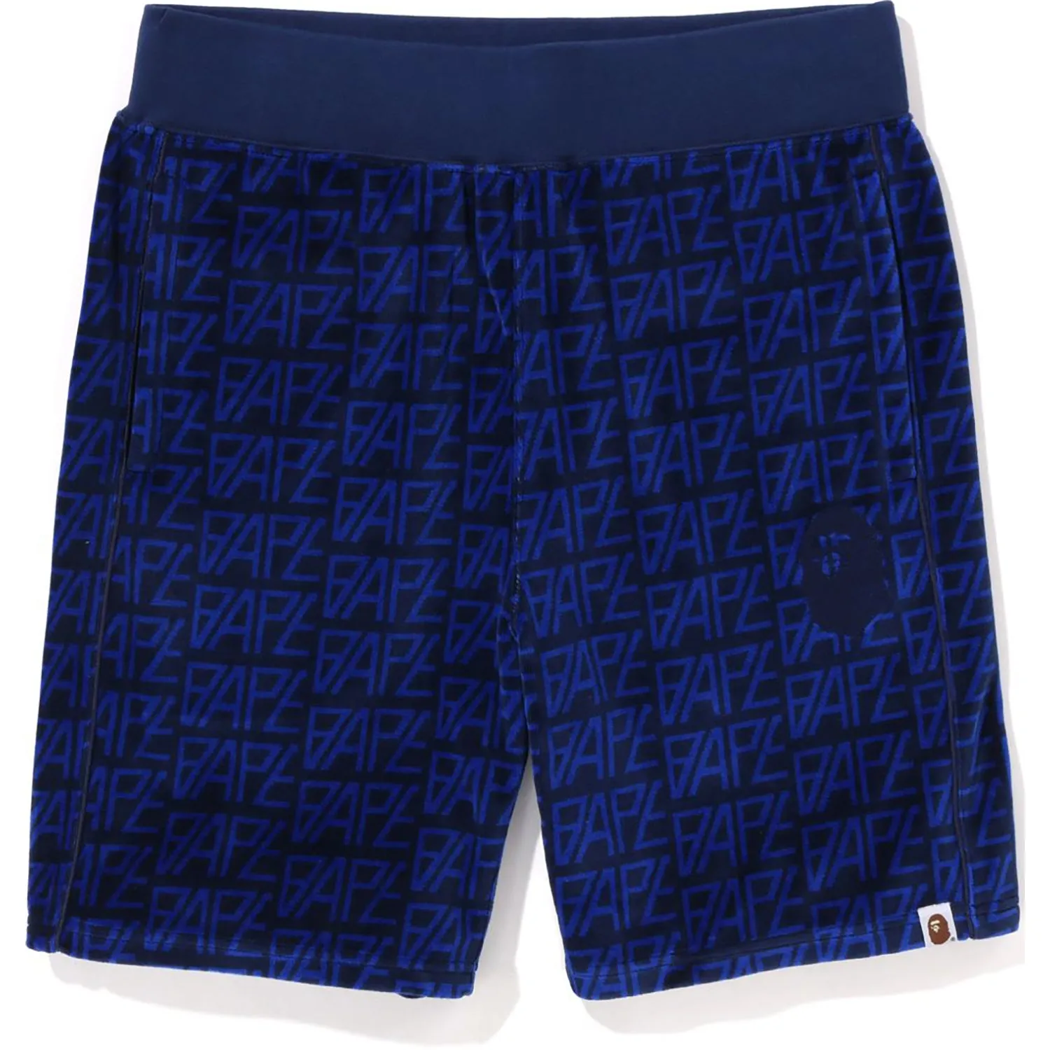 BAPE LOGO MONOGRAM VELOUR SHORTS MENS