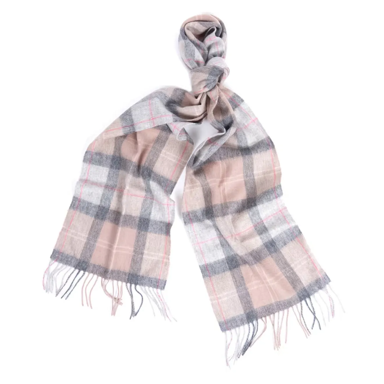 Barbour Womens Tartan Scarf Taupe / Pink