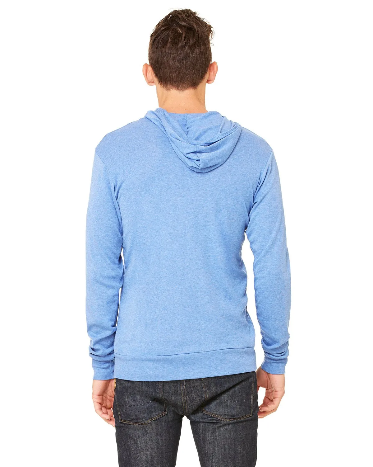 Bella + Canvas Unisex Triblend Full-Zip Lightweight Hoodie 3939 Blue Triblend