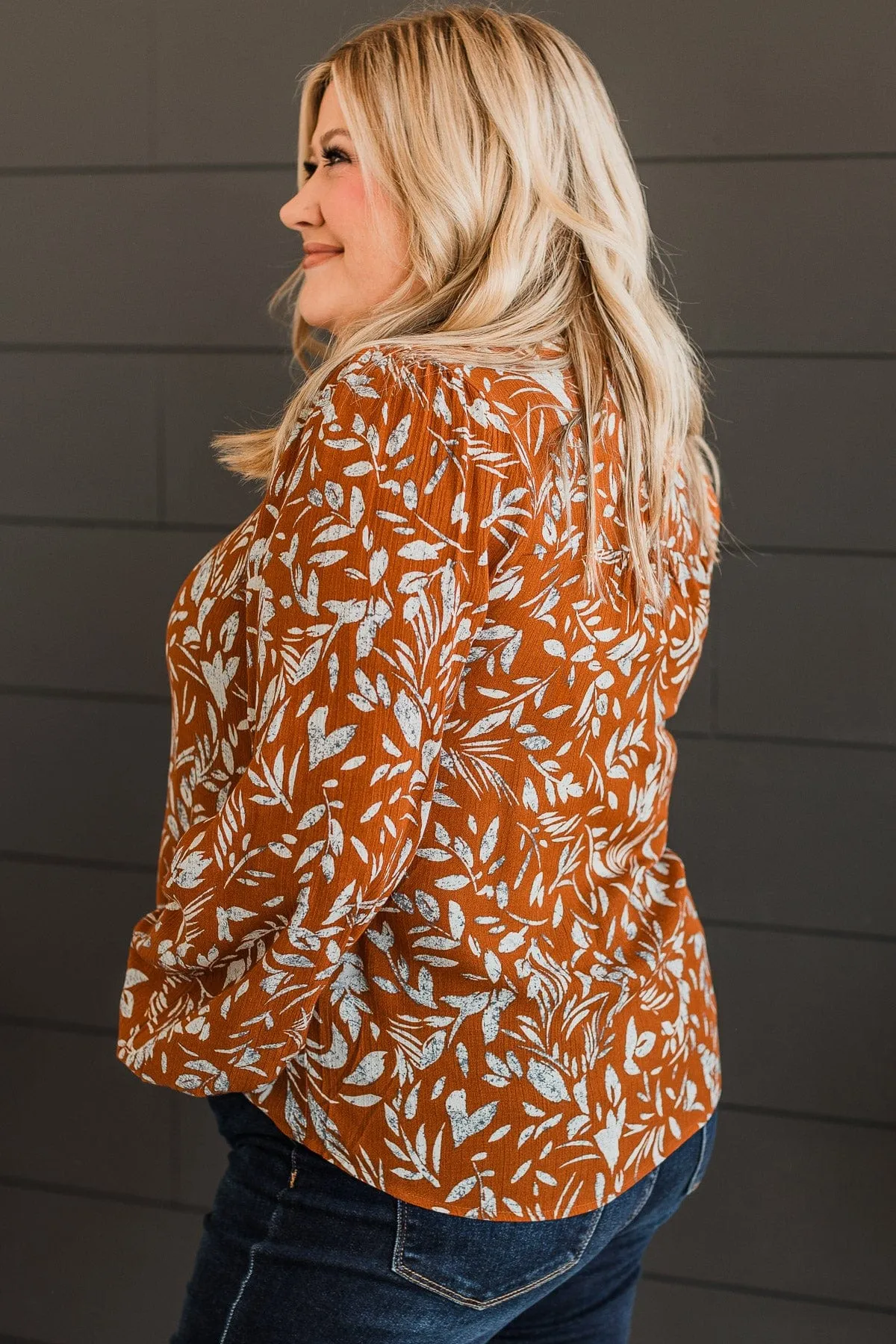 Beyond Lovely Floral Blouse- Rust