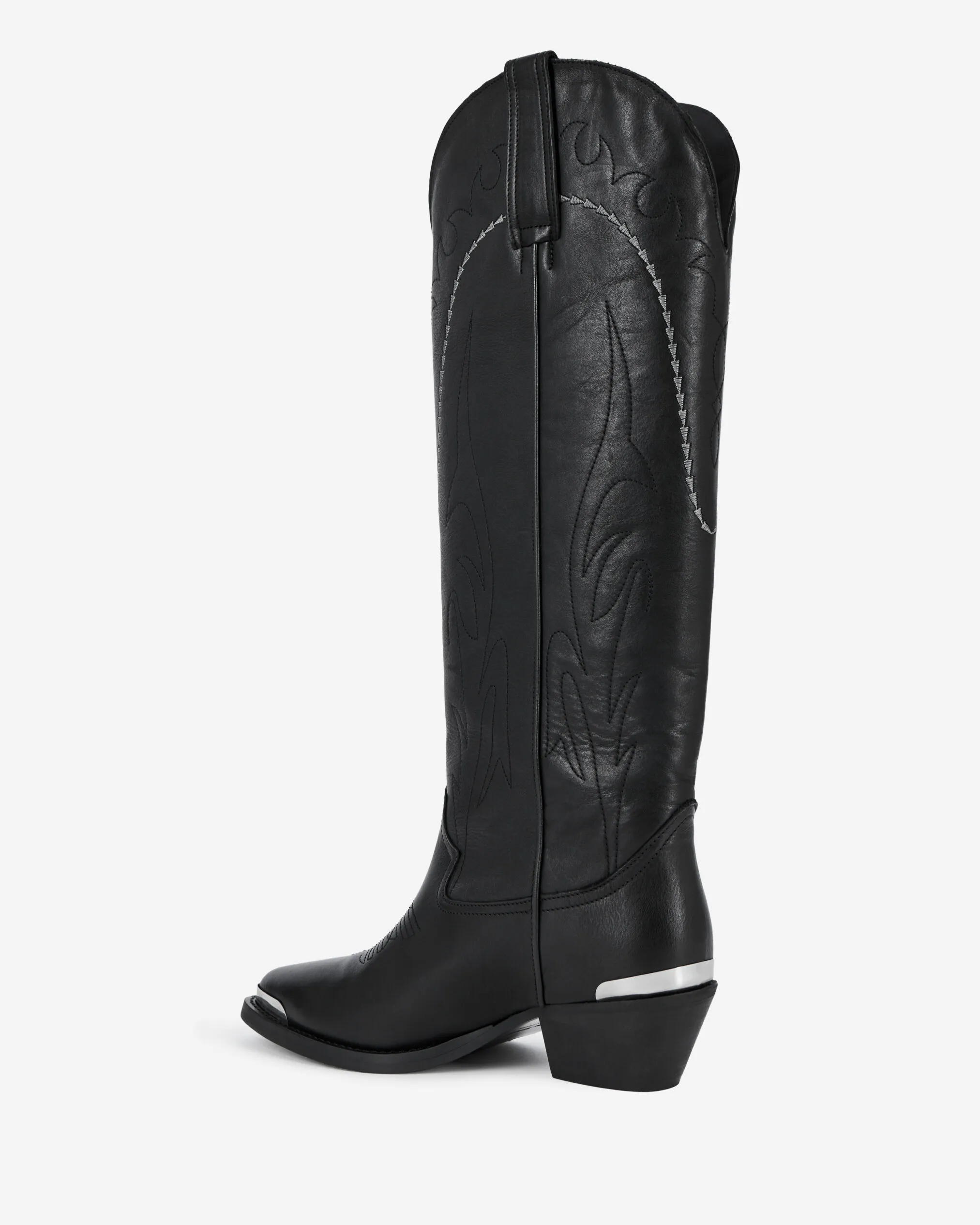 Black leather western boots