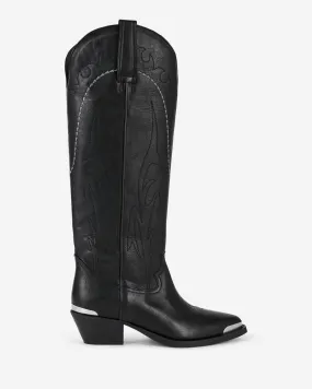 Black leather western boots