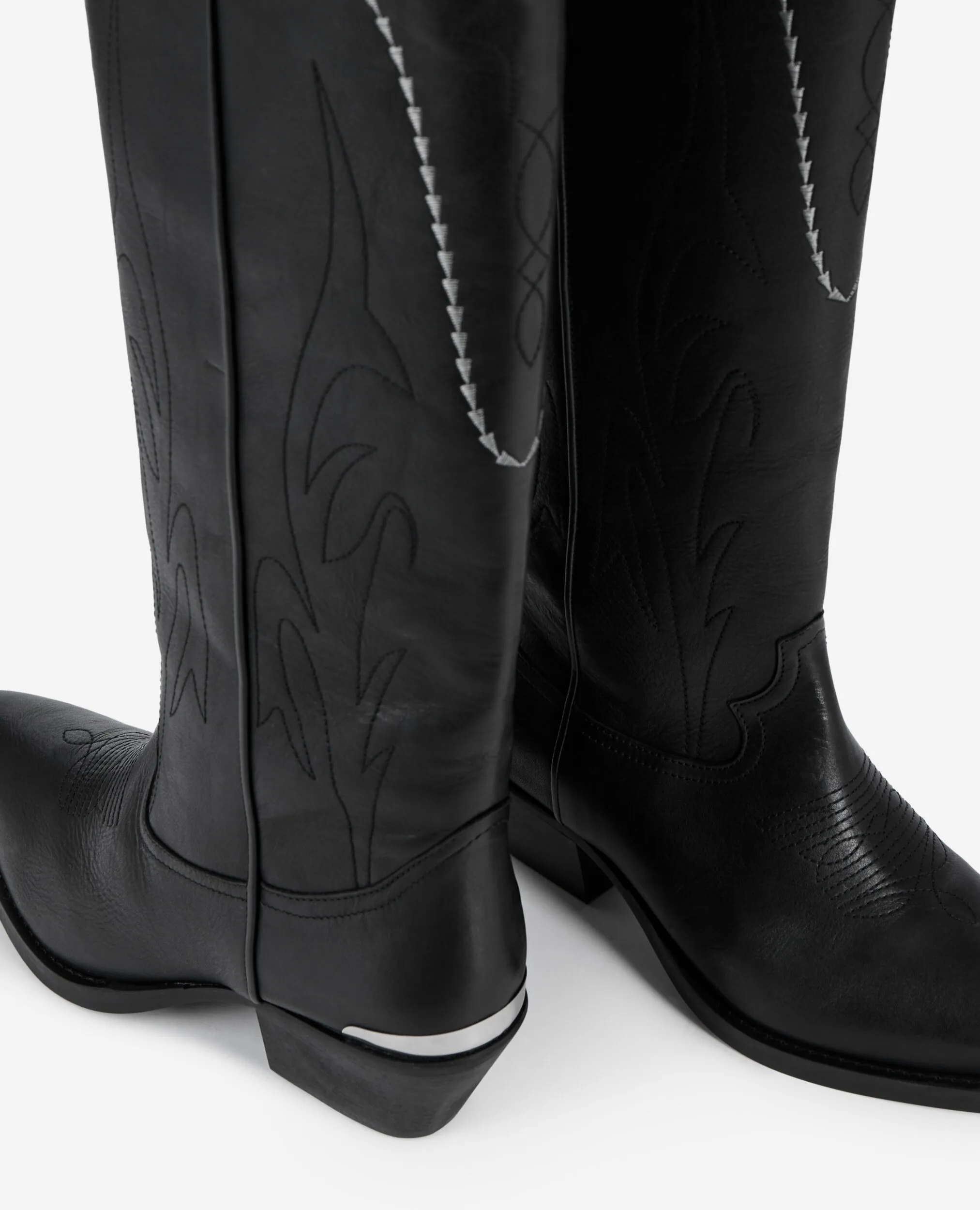 Black leather western boots