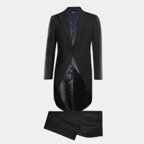 Black morning coat with blue waistcoat