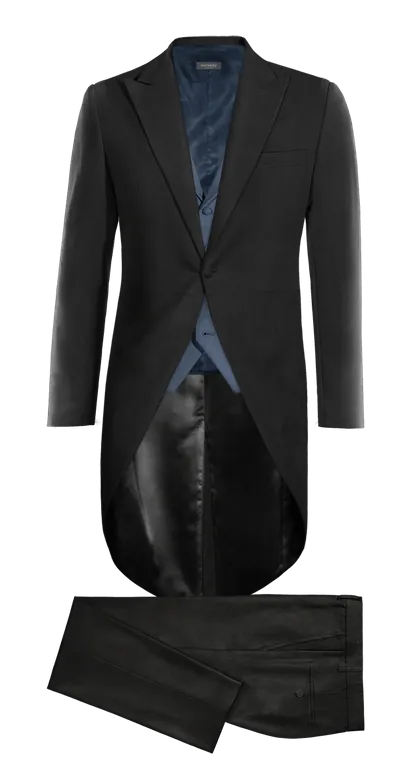 Black morning coat with blue waistcoat