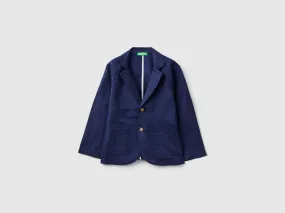 Blazer in linen blend - Dark Blue | Benetton