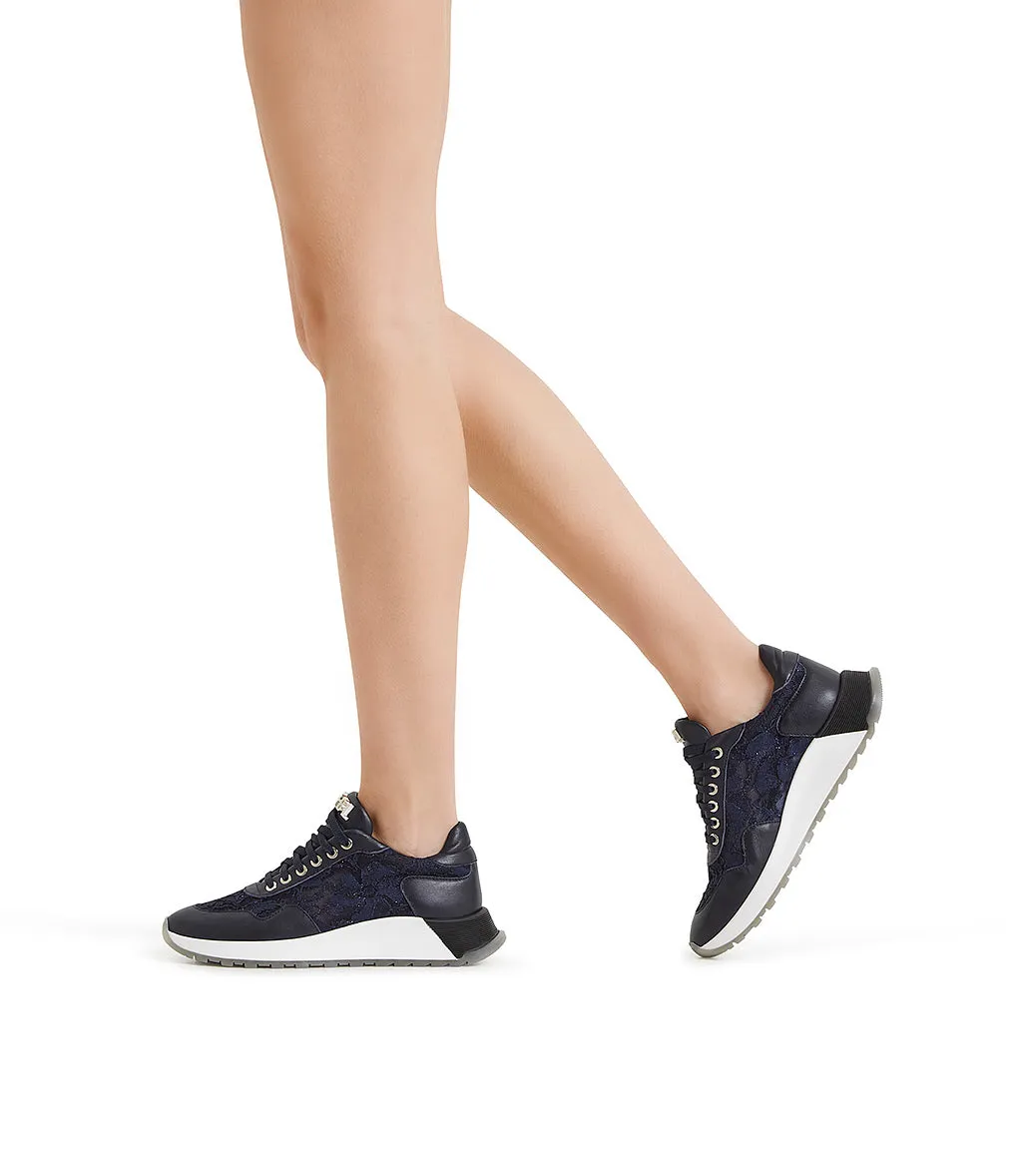Blue leather sneakers