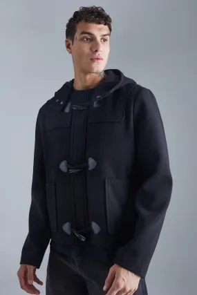 Boxy Melton Duffle Coat | boohooMAN UK