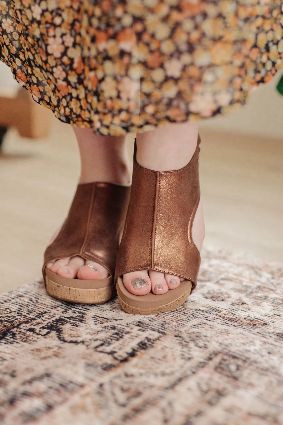 Bronze Slingback Wedge Sandals