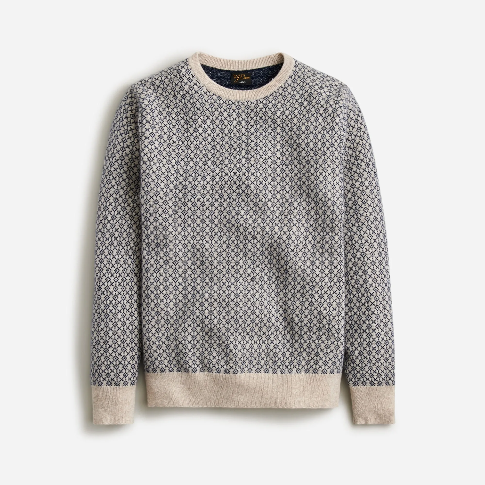 Cashmere jacquard crewneck sweater