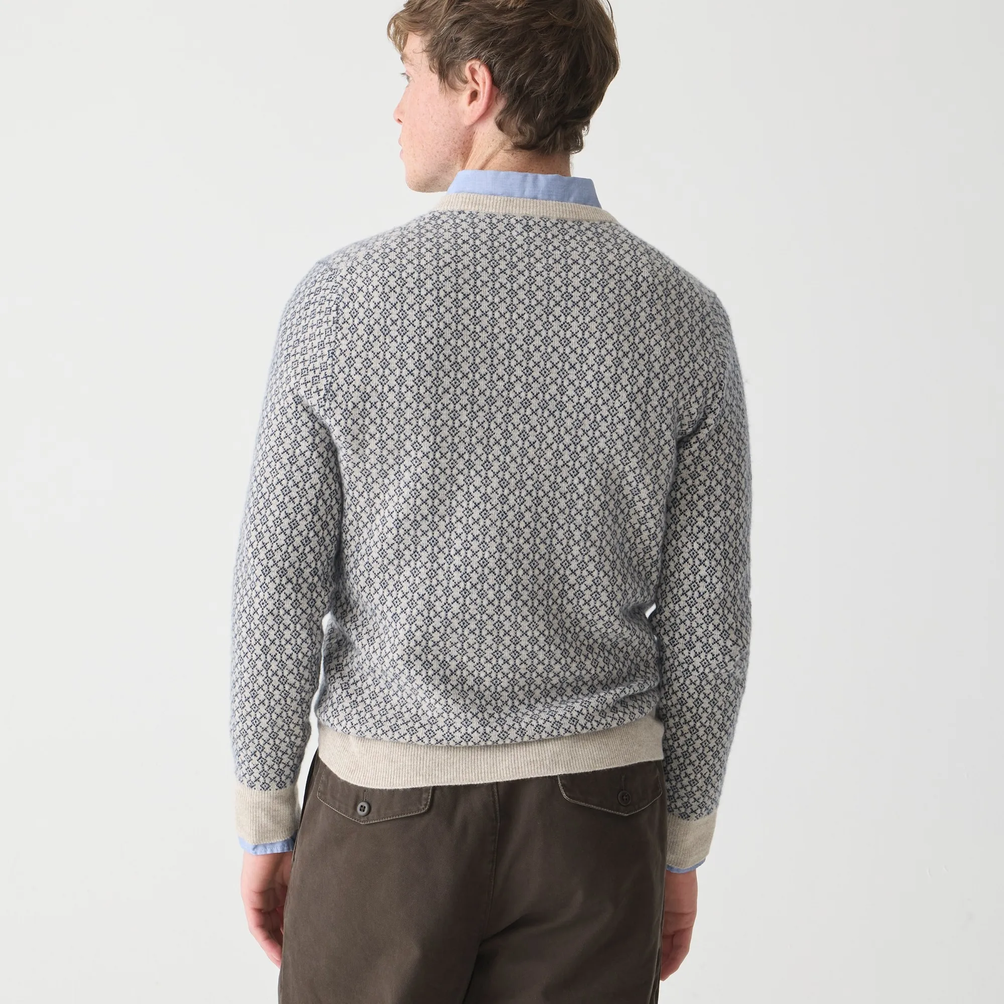 Cashmere jacquard crewneck sweater