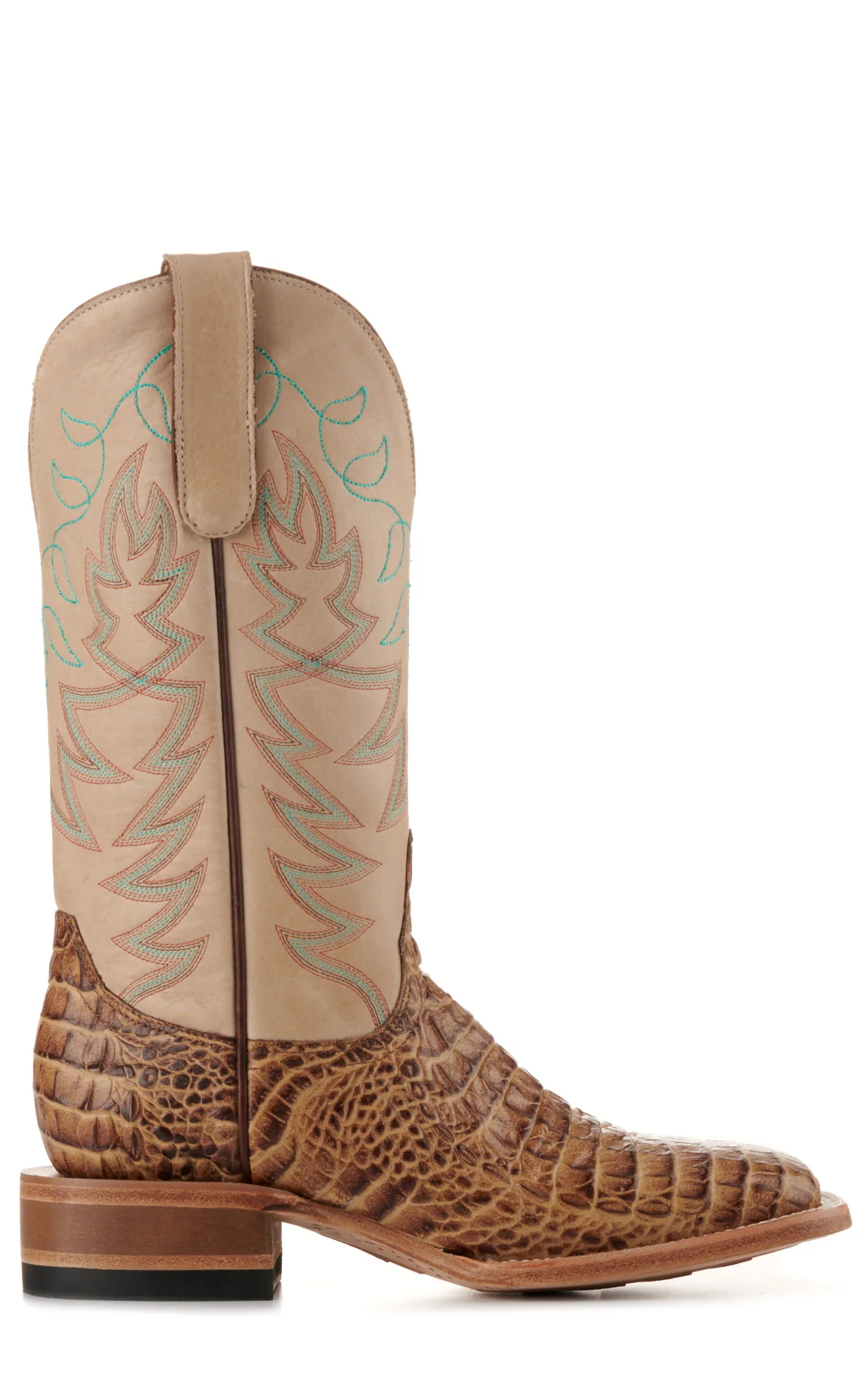 Cavender's Women's Endurance Beige and Sand Croc Print Wide Square Toe Cowboy Boots