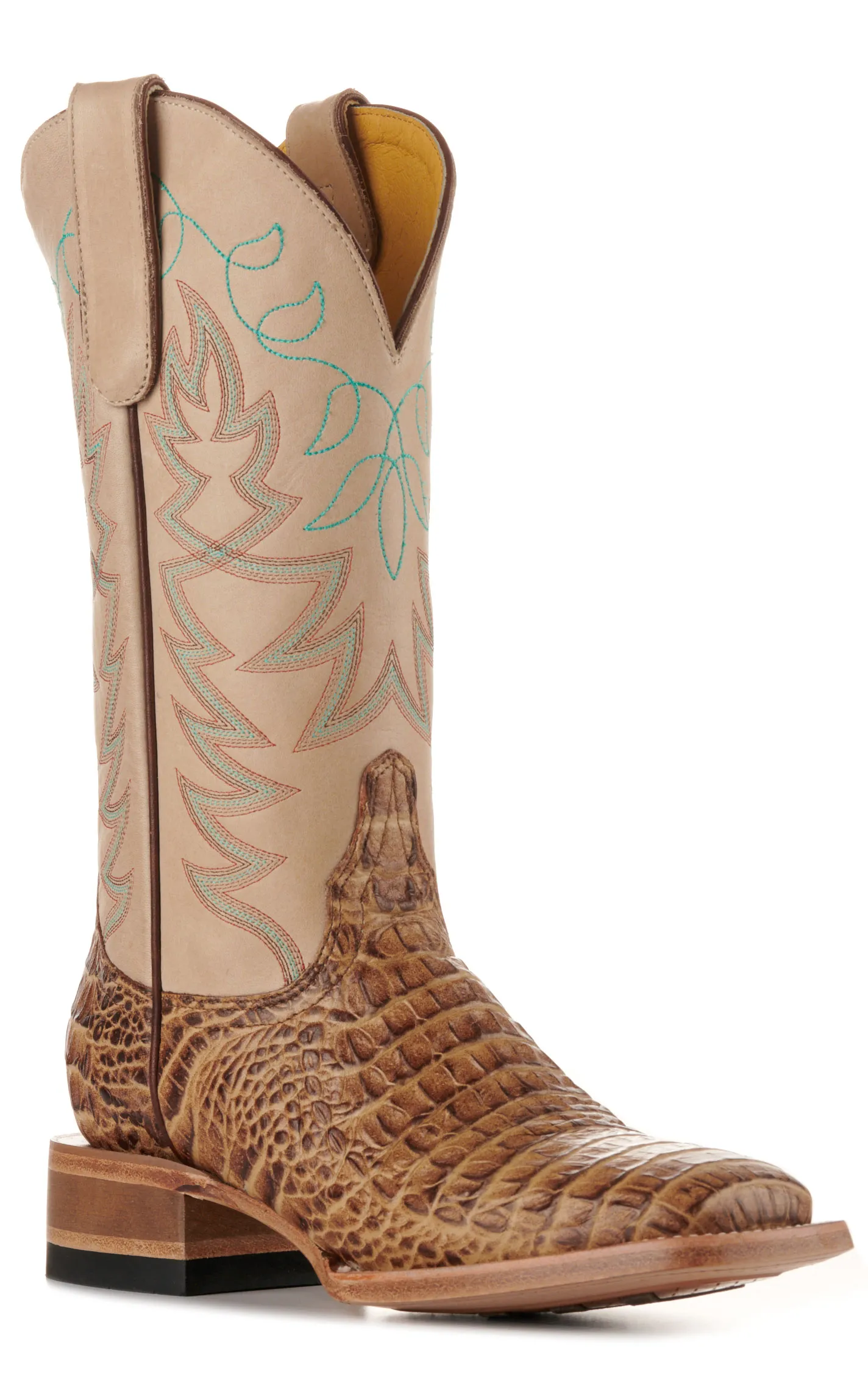 Cavender's Women's Endurance Beige and Sand Croc Print Wide Square Toe Cowboy Boots