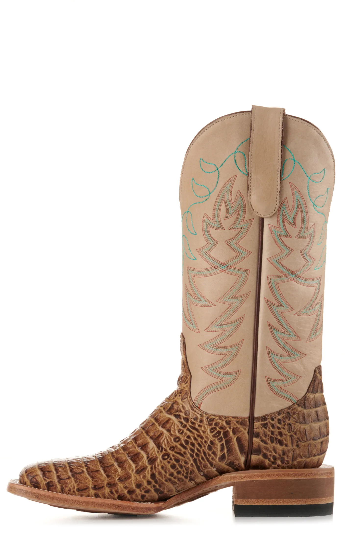 Cavender's Women's Endurance Beige and Sand Croc Print Wide Square Toe Cowboy Boots