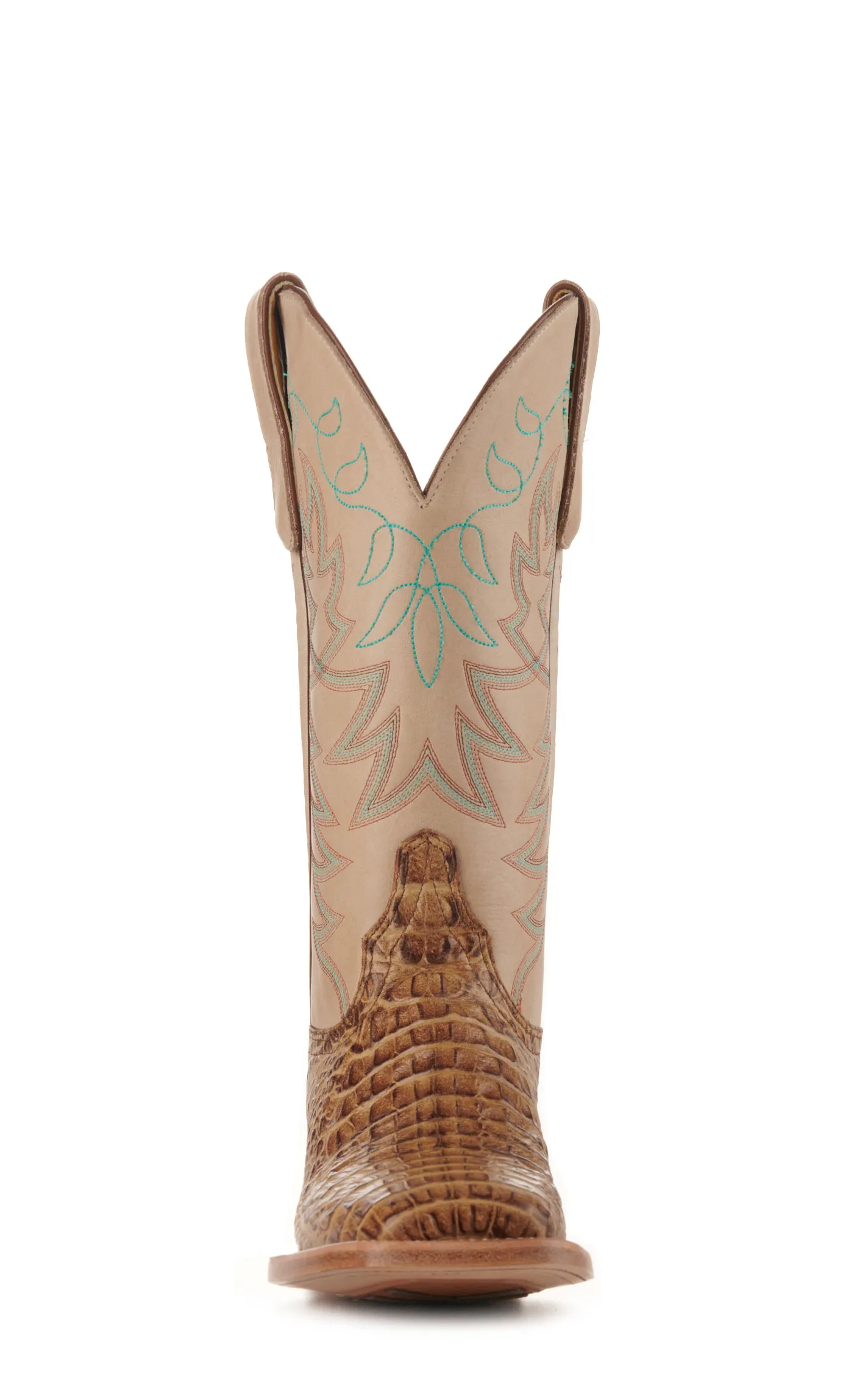 Cavender's Women's Endurance Beige and Sand Croc Print Wide Square Toe Cowboy Boots