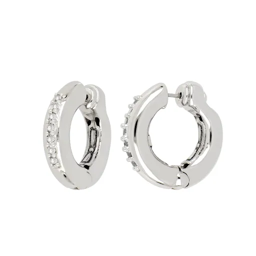 Ciclo D'Amor Collection Rhodium and Pavé Large Huggie Earrings by John Medeiros