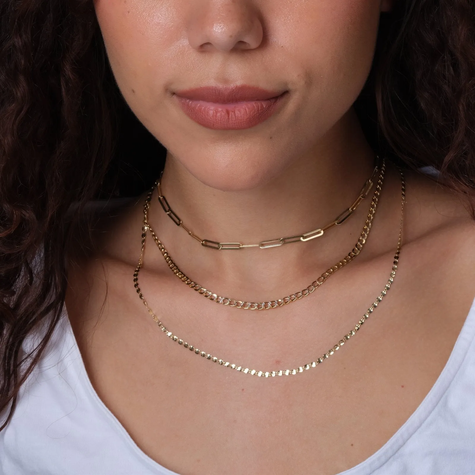 Classic Mirror Chain Necklace in Solid 10k Yellow Gold