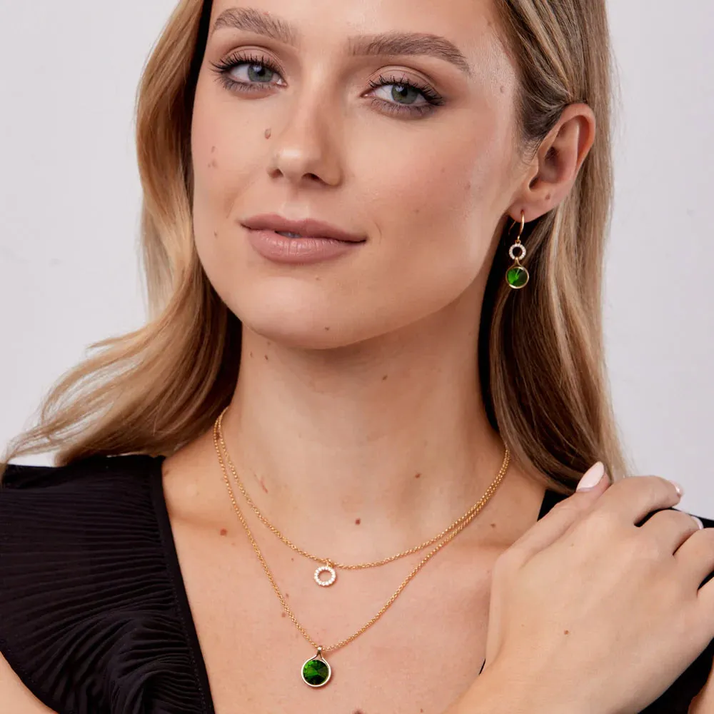 Crystal & Emerald Drop Earrings- Knight & Day Jewellery