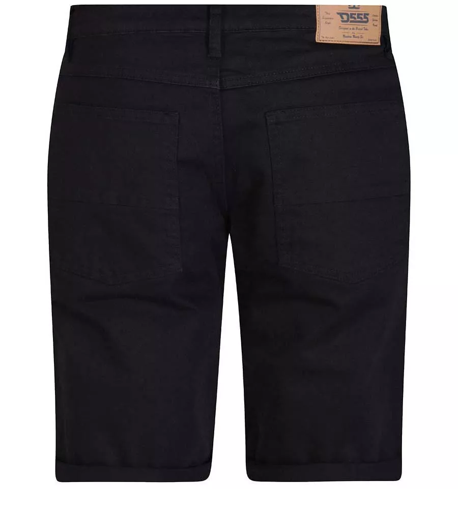 D555 Mens Black Stretch Canvas Shorts (GILBERT 2)