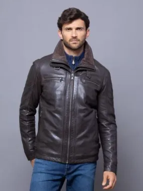 Derwent Leather Coat in Nero Brown