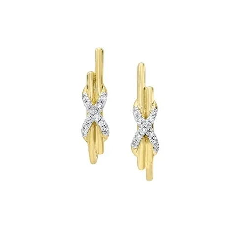 Diamond XOXO Anniversary Earrings in 14k Yellow Gold (0.06ctw)