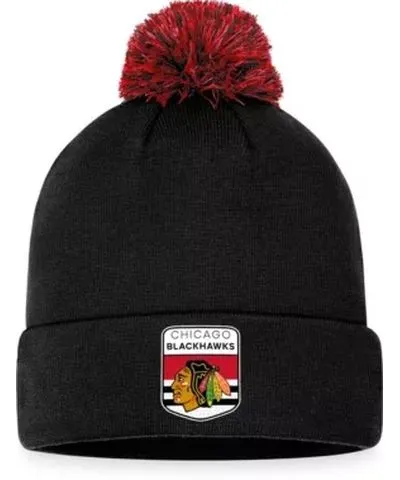 Fanatics Men's NHL Fanatics Chicago Blackhawks 2023 NHL Draft Cuffed Knit Hat with Pom