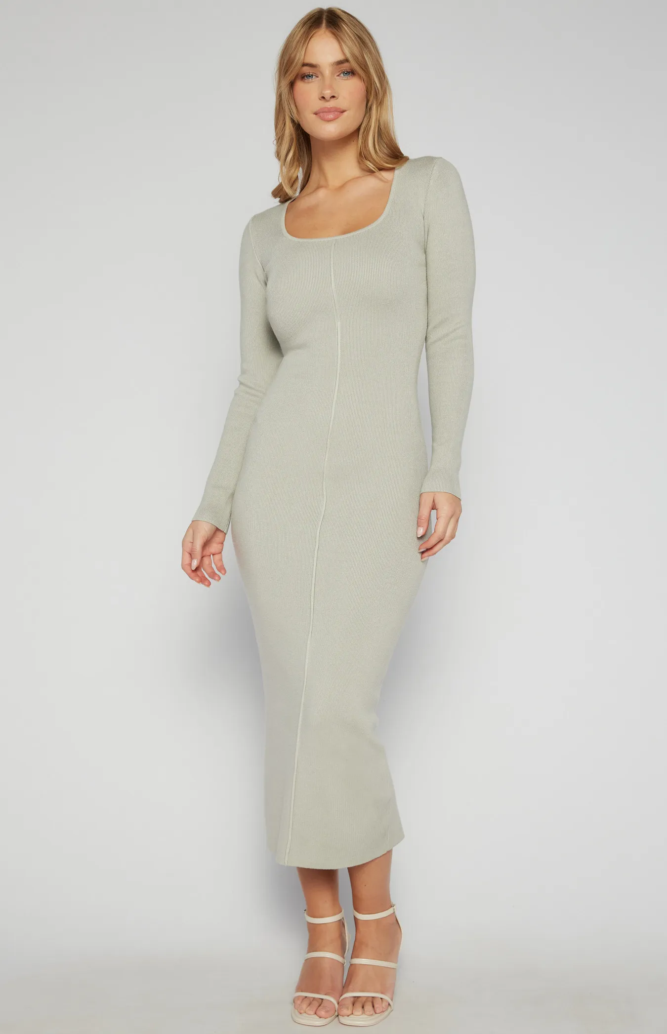 Front Seam Detail Knit Midi Dress (SKN846)