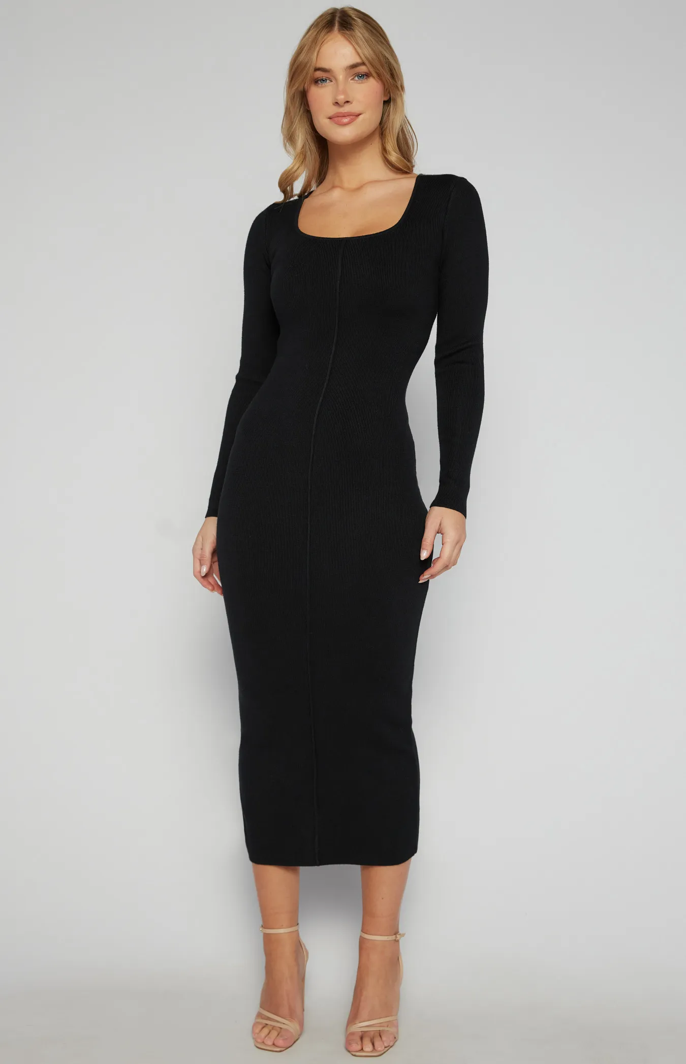 Front Seam Detail Knit Midi Dress (SKN846)