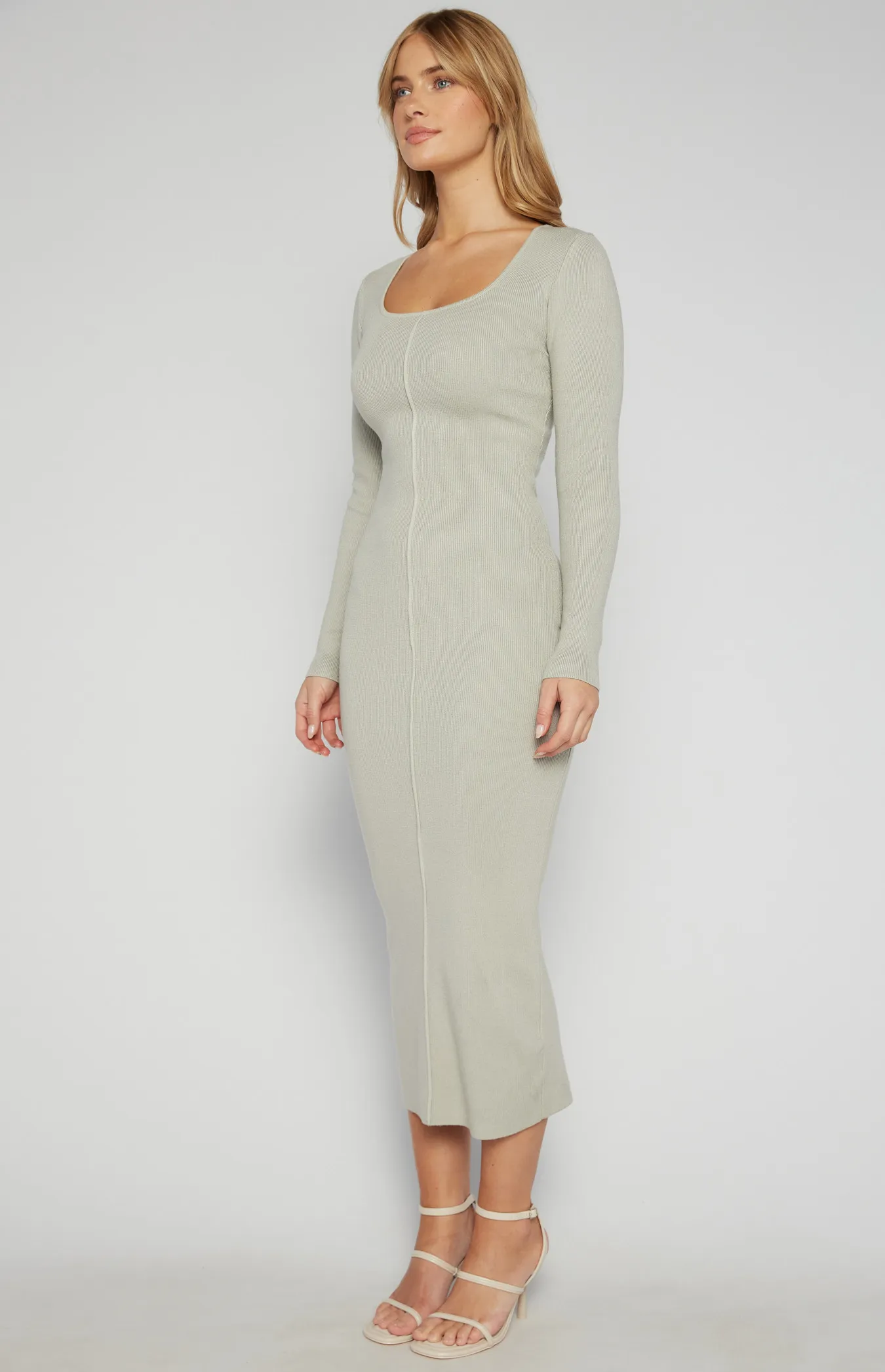 Front Seam Detail Knit Midi Dress (SKN846)