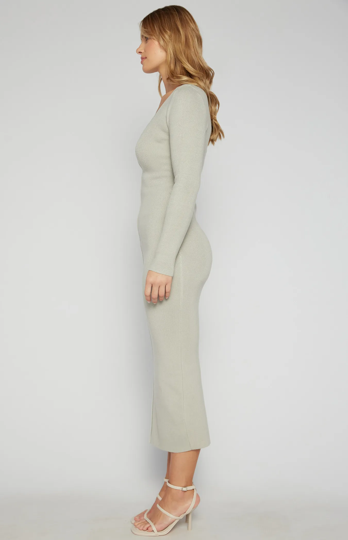 Front Seam Detail Knit Midi Dress (SKN846)