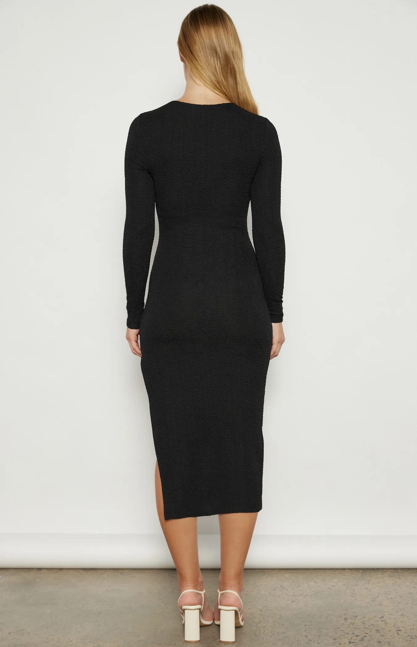 Front Twist Neckline Textured Jersey Midi Dress (WDR687B)