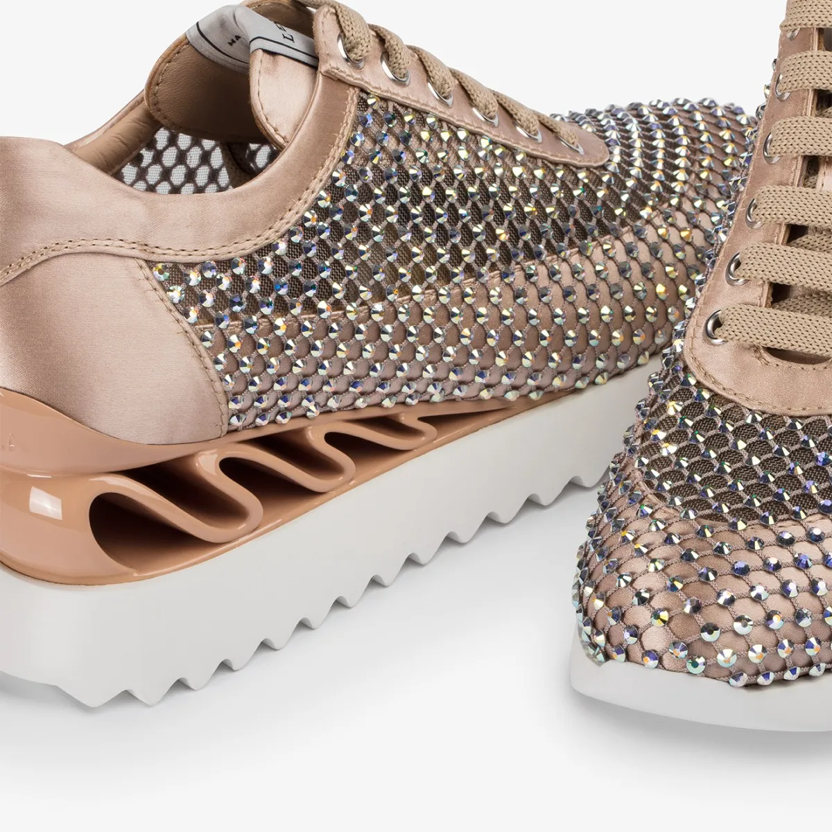 GILDA WAVE SNEAKER 60 mm Skin nude fishnet sneaker with Crystals