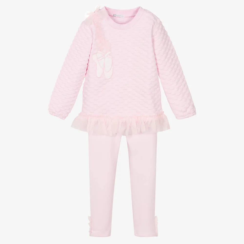 Girls Pink Cotton Leggings Set