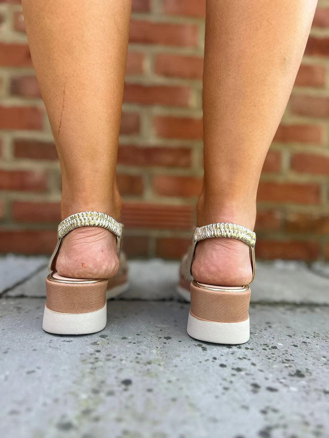 Gold Strappy Diamante Wedge Sandals