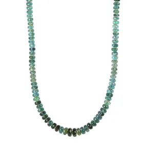 Graduated Blue-Green Tourmaline Faceted Beaded Necklace