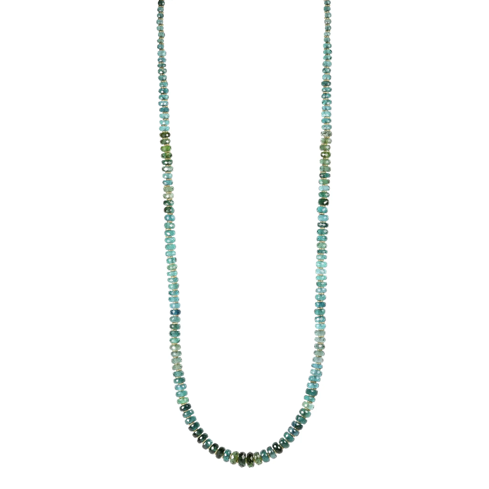 Graduated Blue-Green Tourmaline Faceted Beaded Necklace