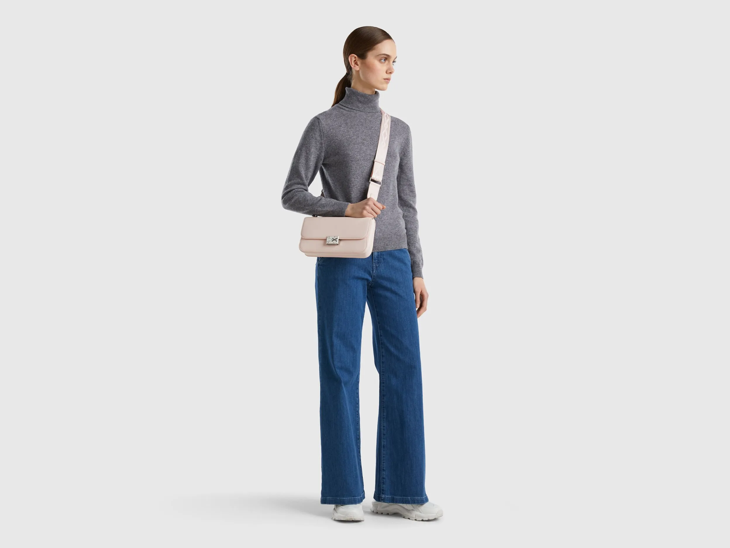 Gray turtleneck in pure Merino wool - Dark Gray | Benetton