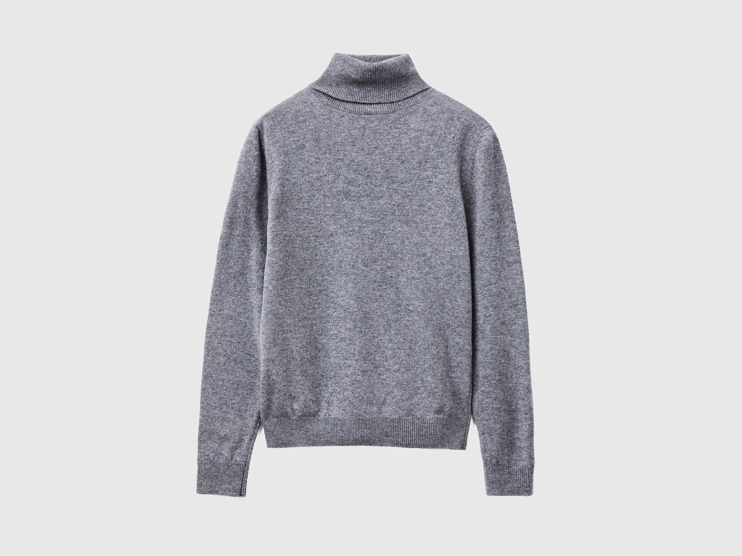 Gray turtleneck in pure Merino wool - Dark Gray | Benetton